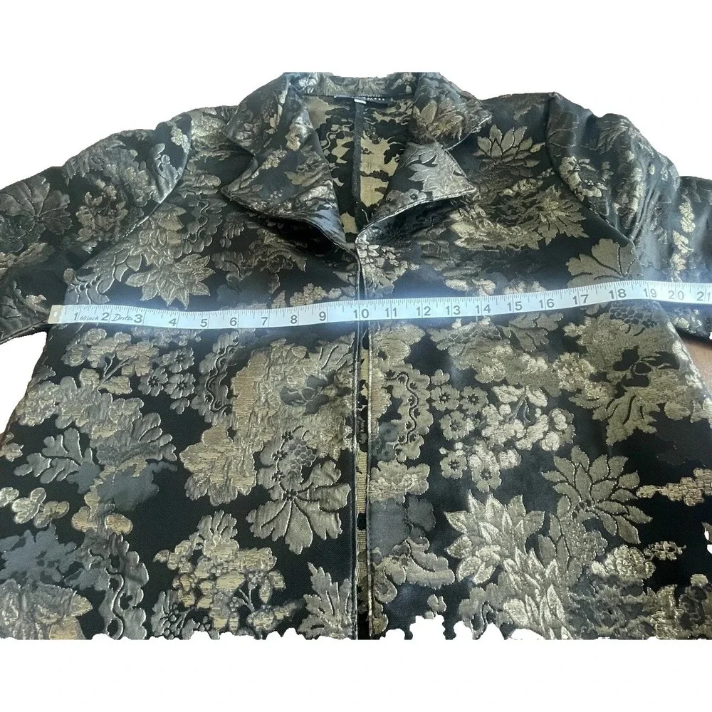 Bryn Walker Womens Black Gold Floral‎ Kimono Jacket Sz Small S Italian Fabric